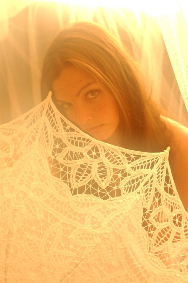 Babe with lacy umbrella