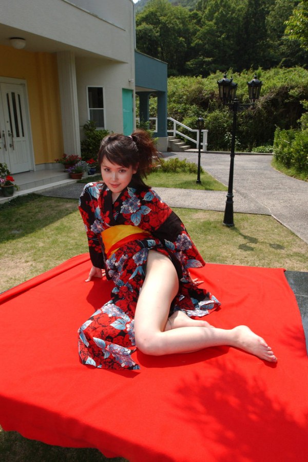 Japanese girl is taking off kimono