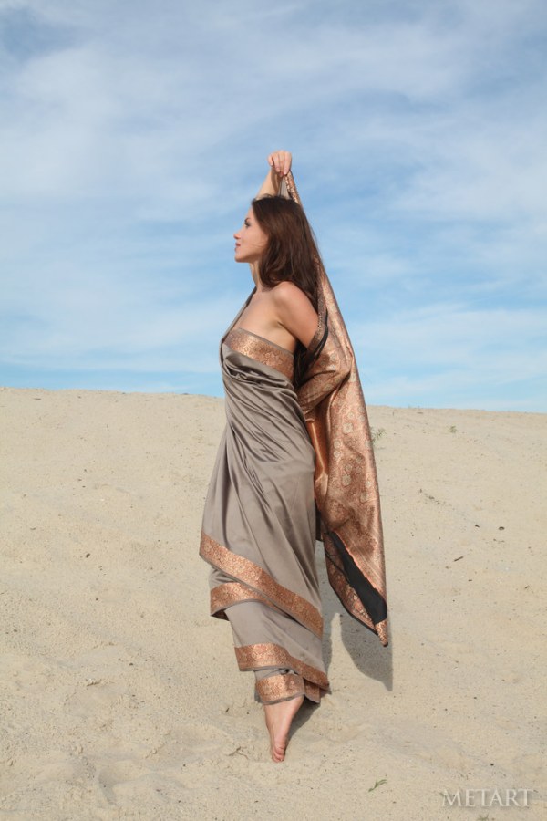 Naked chick in desert.
