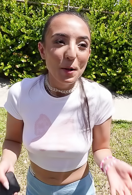 Sasha Tatcha cheeky shorts lead to wild outdoors fucking